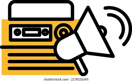 Radio Ads, Illustration, Vector On A White Background.