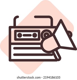 Radio Ads, Illustration, Vector On A White Background.