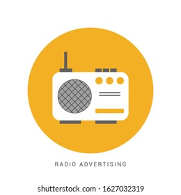 Radio advertising icon on white background