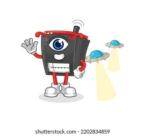 radio alien cartoon mascot vector