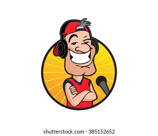 Radio Announcer Broad Caster Man Cartoon Character