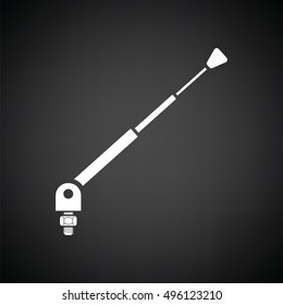 Radio antenna component icon. Black background with white. Vector illustration.