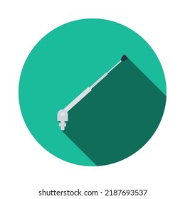 Radio Antenna Component Icon. Flat Circle Stencil Design With Long Shadow. Vector Illustration.