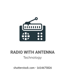 Radio with antenna glyph icon vector on white background. Flat vector radio with antenna icon symbol sign from modern technology collection for mobile concept and web apps design.