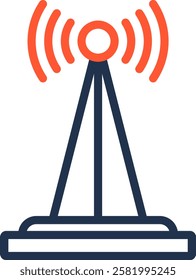 Radio Antenna Icon Color Line Vector Illustration