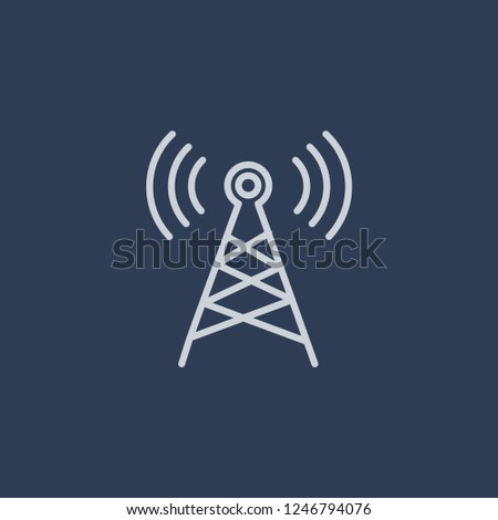 Radio antenna icon. Radio antenna linear design concept from Communication collection. Simple element vector illustration on dark blue background.