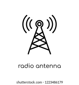 radio antenna icon. Trendy modern flat linear vector radio antenna icon on white background from thin line Communication collection, outline vector illustration