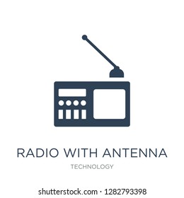 radio with antenna icon vector on white background, radio with antenna trendy filled icons from Technology collection, radio with antenna vector illustration