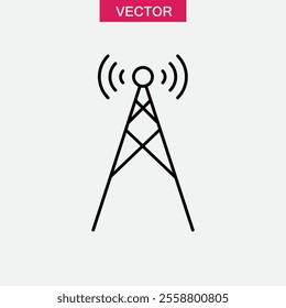 Radio antenna icon.vector flat black linear illustraton for web and app..eps