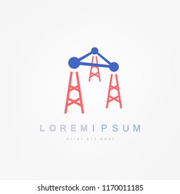 Radio antenna illustration, communication tower - telecommunications icon