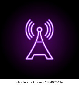 Radio antenna neon icon. Elements of media, press set. Simple icon for websites, web design, mobile app, info graphics