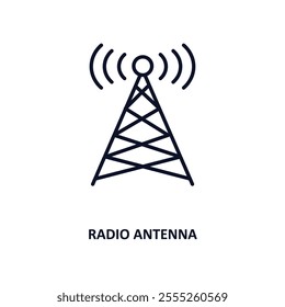 radio antenna outline icon.  Thin line icon from communication collection. Editable vector isolated on white background