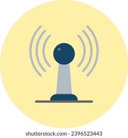 Radio Antenna Vector Icon Flat Circle Style