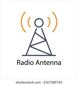 Radio Antenna Vector icon stock illustration