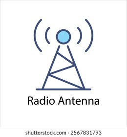 Radio Antenna Vector icon stock illustration