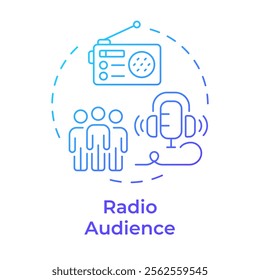 Radio audience blue gradient concept icon. Listeners habits data collecting. Content customers measurement. Round shape line illustration. Abstract idea. Graphic design. Easy to use in infographic