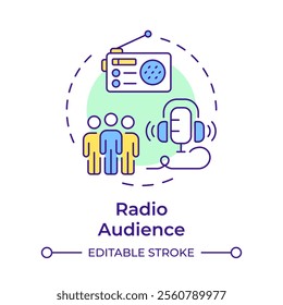 Radio audience multi color concept icon. Listeners habits data collecting. Content customers measurement. Round shape line illustration. Abstract idea. Graphic design. Easy to use in infographic