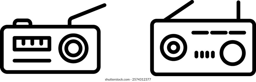 "Radio Audio Player Icon - Retro Vector Design of Portable Music Device"