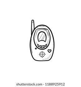 Radio baby monitor hand drawn outline doodle icon. Baby security and child safety, transmitter concept. Vector sketch illustration for print, web, mobile and infographics on white background.