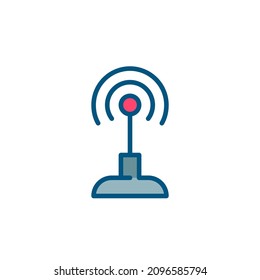 Radio beacon. Wireless connection router. Pixel perfect, editable stroke colorful icon
