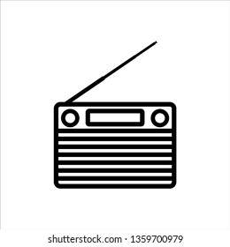 Radio. Black silhouette. Vector drawing. Isolated object on white background. Isolate.