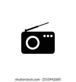 Radio black and white flat vector icon design. Radio symbol and glyph design