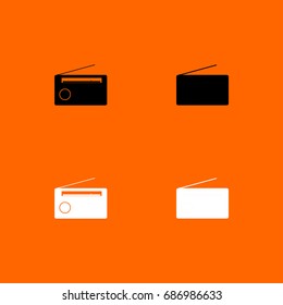 Radio black and white set icon .