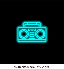 Radio blue glowing neon ui ux icon. Glowing sign logo vector