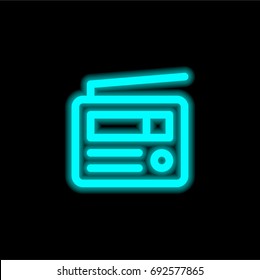 Radio blue glowing neon ui ux icon. Glowing sign logo vector
