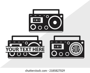 Radio Boombox Monogram SVG Printable Vector Illustration svg