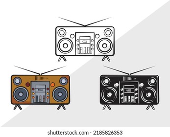 Radio Boombox SVG Printable Vector Illustration
