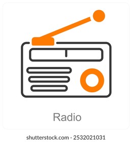 Conceito de ícone de rádio e transmissão