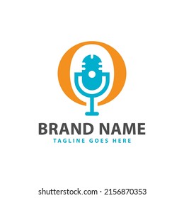 radio broadcast illustration logo design with letter O