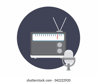 radio broadcast logo icon vector flat illustration