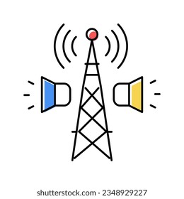 radio broadcasting color icon vector. radio broadcasting sign. isolated symbol illustration
