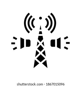 radio broadcasting glyph icon vector. radio broadcasting sign. isolated contour symbol black illustration