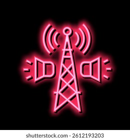 radio broadcasting neon light sign vector. radio broadcasting illustration
