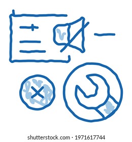 radio broken sound repair sketch icon vector. Hand drawn blue doodle line art radio broken sound repair sign. isolated symbol illustration