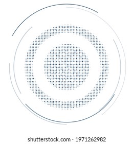 The radio button symbol filled with dark blue dots. Pointillism style. Vector illustration on white background
