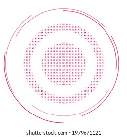 The radio button symbol filled with pink dots. Pointillism style. Vector illustration on white background