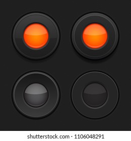 Radio buttons. Black and orange interface 3d signs. Vector illustration