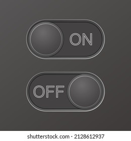 Radio buttons ON and OFF, located on a black background. Vector illustration.