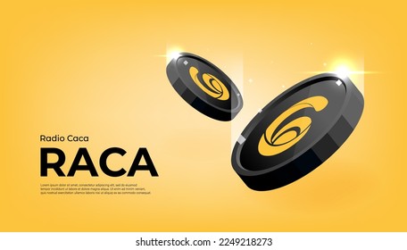 Radio Caca (RACA) coin crypto currency themed banner.