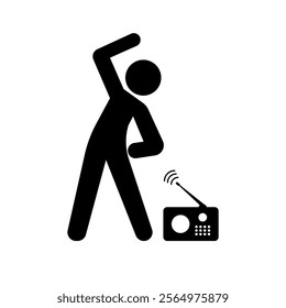 Radio calisthenics silhouette icon. Vector.