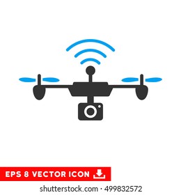 Radio Camera Airdrone EPS vector icon. Illustration style is flat iconic bicolor blue and gray symbol on white background.
