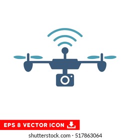 Radio Camera Airdrone EPS vector icon. Illustration style is flat iconic bicolor cyan and blue symbol on white background.