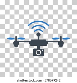 Radio Camera Airdrone icon. Vector illustration style is flat iconic bicolor symbol, smooth blue colors, transparent background. Designed for web and software interfaces.