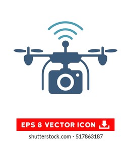 Radio Camera Drone EPS vector icon. Illustration style is flat iconic bicolor cyan and blue symbol on white background.
