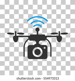 Radio Camera Drone vector icon. Illustration style is flat iconic bicolor blue and gray symbol on a transparent background.