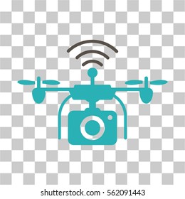 Radio Camera Drone vector pictograph. Illustration style is flat iconic bicolor grey and cyan symbol on a transparent background.